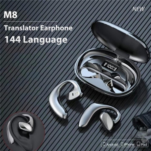 M8 réduction du bruit traducteur vocal intelligent TWS casque Bluetooth 144 langues écouteurs de traduction (noir) SH801B1732-010