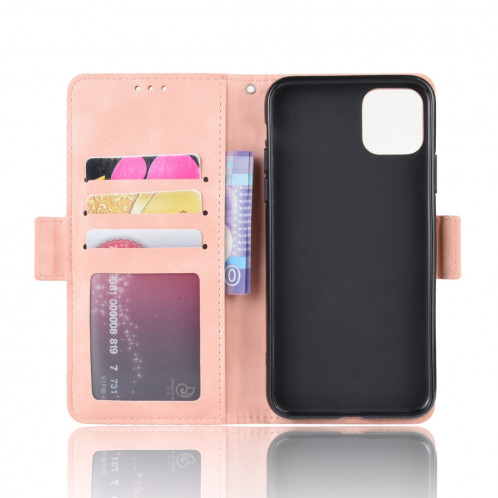 Étui en cuir de style portefeuille style skin veau pour iPhone 11 Pro, avec fente pour carte séparée (rose) SH401E604-011
