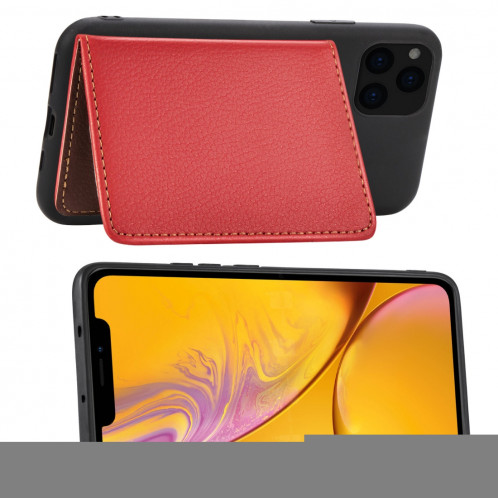 Pour iPhone 11 Pro Max Modèle de litchi sac de poche support de portefeuille + Etui téléphone TPU avec fente pour carte Fonction de support de portefeuille (Rouge) SH101D1452-012