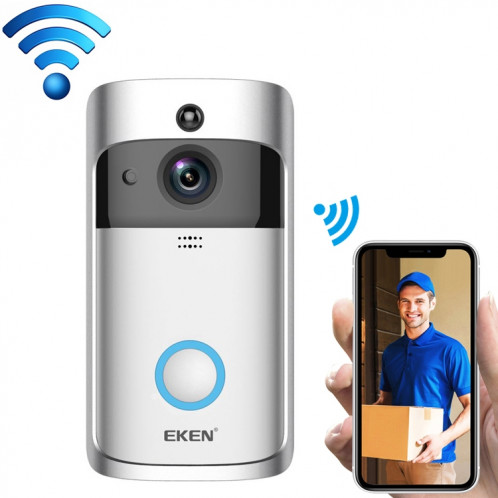 Eken v5 Smart Phone Smart Phone Call Enregistrement Visual Soignée Vidéo Vision Nuit Vision WiFi WiFi Sécurité Sécurité Home Moniteur Interphone Porte de porte, Standard (Argent) SH4701130-011