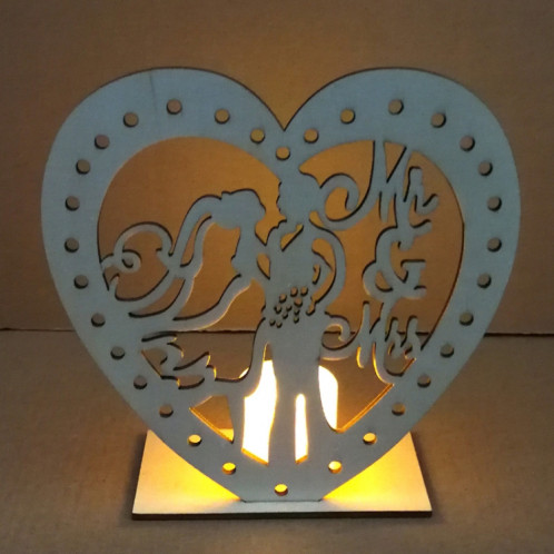 2 PCS Creative Coeur En Forme De Décoration En Bois Signe En Bois Romantique LED Bougie Lumière (JM01456) SH701E637-08