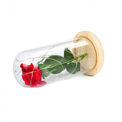 LED clignotant lumineux artificiel roses fraîches romantique fleur décorative mariage cadeau de la Saint-Valentin pour envoyer l'anniversaire des amoureux Base en bois marron 0-5W SH2802179-06