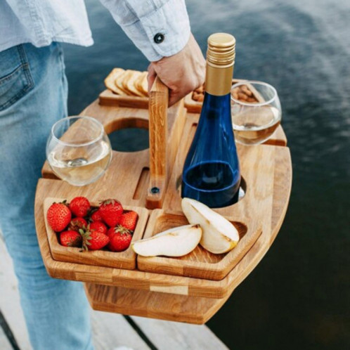 Porte-vins de vin de pique-nique portable Table à vin détachable (couleur de bois) SH701A942-06