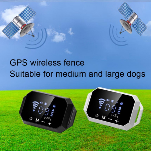 Dog Trainer Clôture électronique Smart GPS Arrêt d'aboiement sans fil (Noir) SH901B89-06