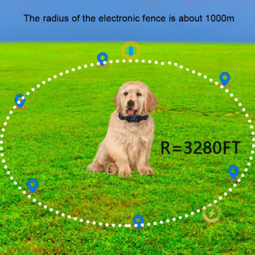 Dog Trainer Clôture électronique Smart GPS Arrêt d'aboiement sans fil (Noir) SH901B89-06