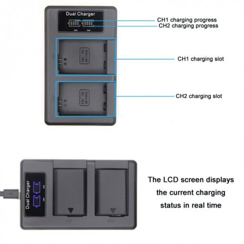 Chargeur de batterie pour appareil photo reflex à double charge verticale NP-FW50 SH401A1986-05