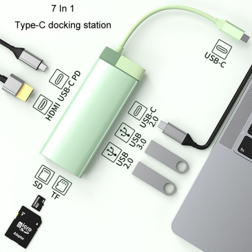 BS7A Station d'accueil 7 en 1 Type-C Convertisseur de station d'accueil Hub USB multifonction (gris) SH501C996-013
