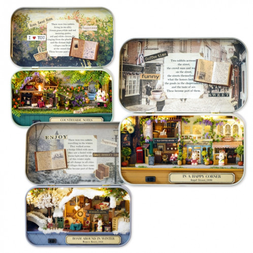 Bricolage boîte théâtre thème nostalgique scène miniature puzzle en bois jouet maison de poupée (Q002) SH201A77-08