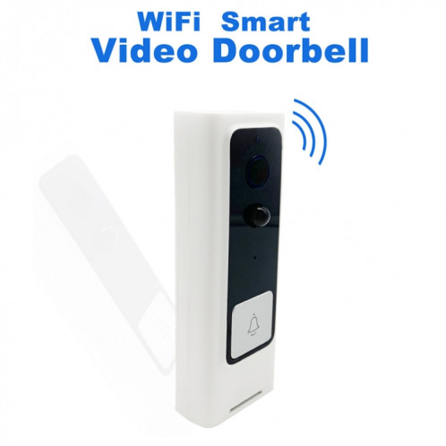 Sonnette vidéo intelligente à bouton carré WiFi M200B, prise en charge de la détection de mouvement infrarouge et du taux adaptatif et de l'interphone bidirectionnel et du réveil à distance / PIR (blanc) SH362W1159-014