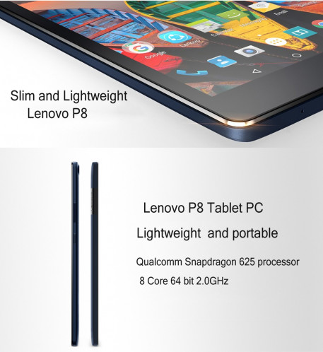 Lenovo P8, 8.0 pouces, 3 Go + 16 Go, Android 6.0 Qualcomm Snapdragon 625 Octa Core 2.0 GHz, WiFi, GPS, Bluetooth (bleu foncé) SL556D1594-011