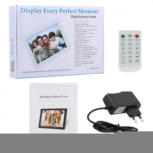 Cadre photo numérique grand écran 10,1 pouces HD avec support et télécommande, Allwinner E200, Réveil / Lecteur MP3 / MP4 / Film (Noir) SC560B4-08