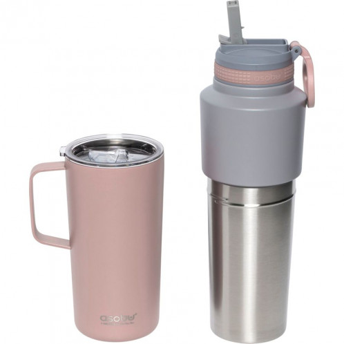 Asobu Twin Pack Bottle avec Mug Pink, 0.9 L + 0.6 L 766453-02
