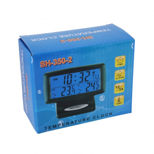 SH-350-2 Thermomètre à température numérique multifonction Réveil Écran LCD Écran LCD Détecteur de batterie SS2591-06