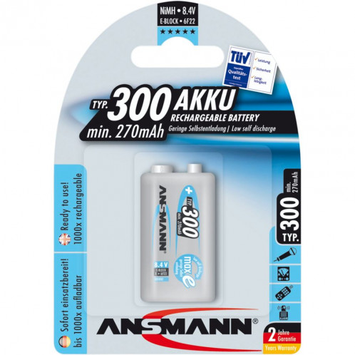 1 Ansmann maxE NiMH pile 300 9V-Block 270 mAh 5035453 354795-33