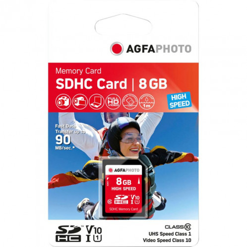 AgfaPhoto SDHC carte 8GB High Speed Class 10 UHS I U1 V10 469035-33