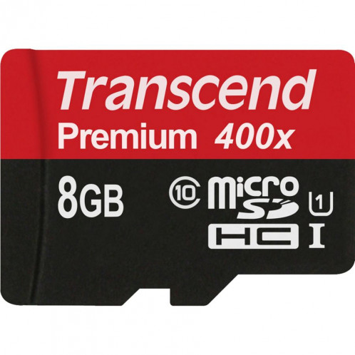 Transcend microSDHC 8GB Class 10 UHS-I 400x + adaptateur SD 669879-33