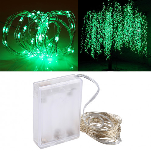 5m 6W 50 LED SMD 0603 IP65 Waterproof 3 x AA Batteries Box Silver Wire String Light Lampe Fairy Lampe Décorative, DC 5V (Green Light) S516GL0-37