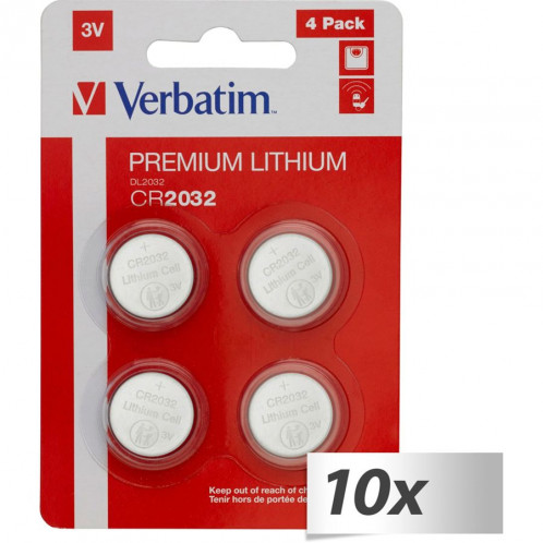 10x4 Verbatim CR 2032 Pile au lithium 49533 630492-33