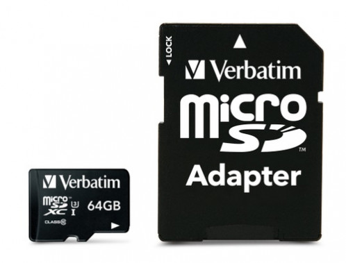 Verbatim microSDXC Pro 64GB Class 10 UHS-I incl adaptateur 111890-34