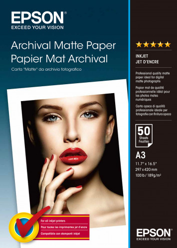 Epson Archival papier mat A 3, 50 f., 189 g S 041344 265641-32