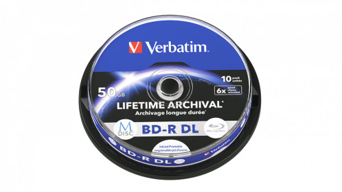 1x10 Verbatim M-Disc BD-R BluRay 50GB 6x Speed boîte, imprimable 765921-32