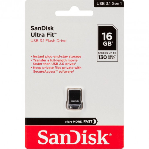 SanDisk Cruzer Ultra Fit 16GB USB 3.1 SDCZ430-016G-G46 722339-36