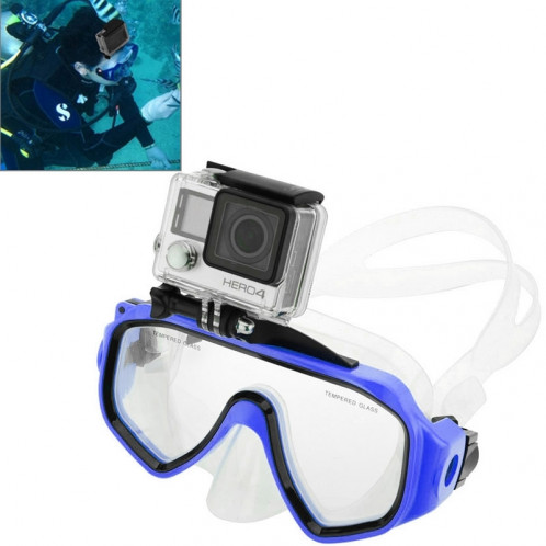 Équipement de plongée sous-marine Masque de plongée Lunettes de natation avec mont pour GoPro Hero 4 / 3+ / 3/2/1 (Bleu) S0595L-36