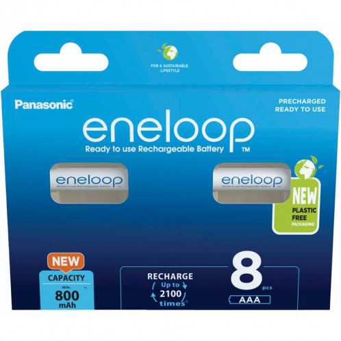 1x8 Panasonic Eneloop Micro AAA 800mAh Ni-MH BK-4MCDE/8BE 762589-34