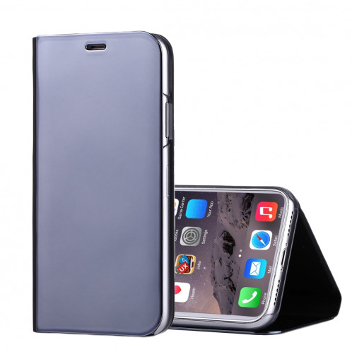 Pour iPhone X Etui à galvanoplastique Horizontal Housse en cuir Flip avec support (Noir) SP591B4-35