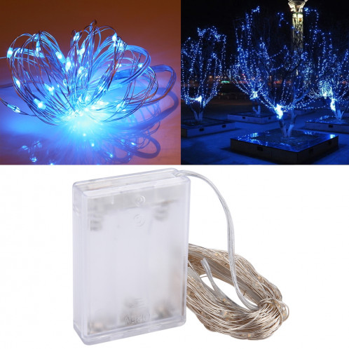 10m 6W 100 LED SMD 0603 IP65 Waterproof 3 x AA Batteries Box Silver Wire String Light Lampe Fairy Lampe Décorative, DC 5V (Blue Light) S117BL1-37