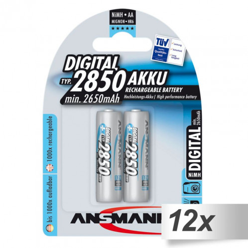 12x2 Ansmann NiMH piles 2850 Mignon AA 2650 mAh DIGITAL 502770-31