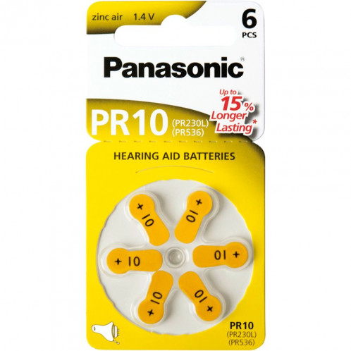 Panasonic PR 10 Zinc air pour app. auditif Lot de 6 109041-31