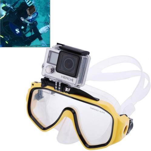Matériel de plongée sous-marine Masque de plongée Lunettes de natation avec mont pour GoPro Hero 4 / 3+ / 3/2/1 (Jaune) SM595Y7-36