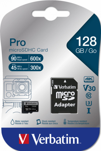 Verbatim microSDXC Pro 128GB Class 10 UHS-I avec adaptateur 636393-32