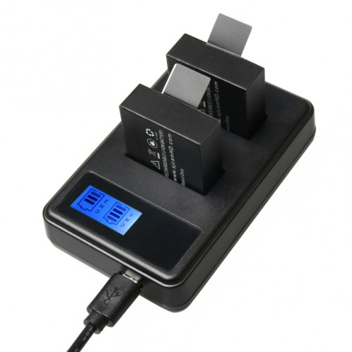 SJCAM SJ7000 / SJ6000 / SJ5000 / SJ4000 Batterie Écran LCD Double chargeur de piles, affiche Capacité de charge (noir) SS784B4-36