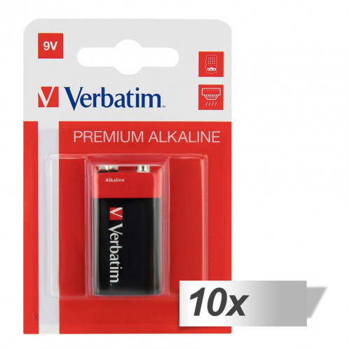 10x1 Verbatim Alkaline Batterie 9V-Block 6 LR 61 49924 497716-32