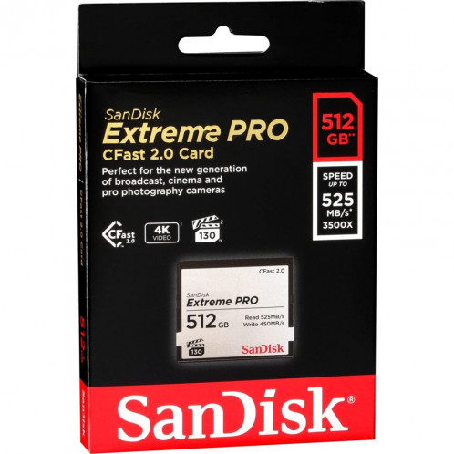 SanDisk CFAST 2.0 VPG130 512GB Extreme Pro SDCFSP-512G-G46D 722969-31