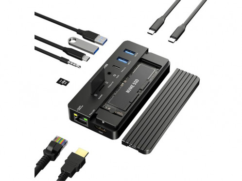 Dock USB-C 10 ports avec emplacement SSD M.2 NVMe Acasis CM073 Noir ADPACS0001-34