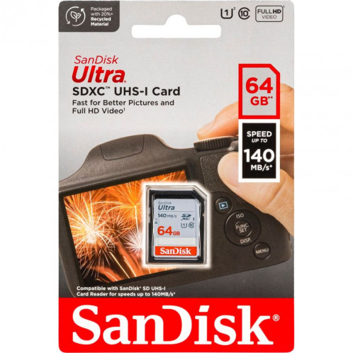 SanDisk Ultra SDXC UHS-I 64GB 140MB/s SDSDUNB-064G-GN6IN 751851-31