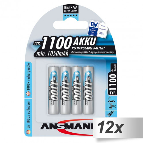 12x4 Ansmann NiMH piles 1100 Micro AAA 1050 mAh 502574-31