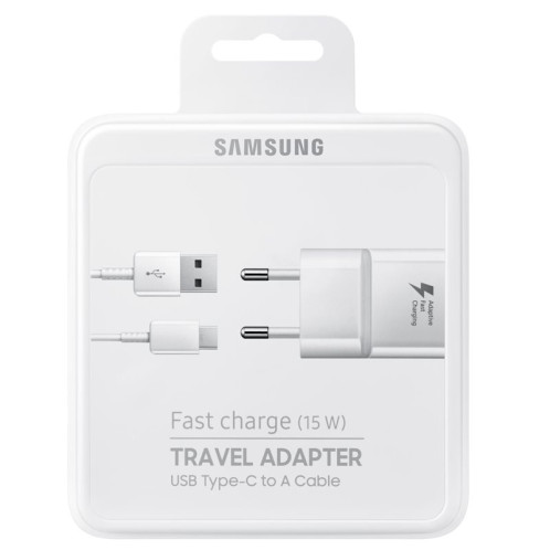 Samsung EP-TA20EWECG Chargeur Secteur Complet Adaptateur Fast Charge 2A & Câble USB Type-C Blanc (Emballage Original) 592114-36