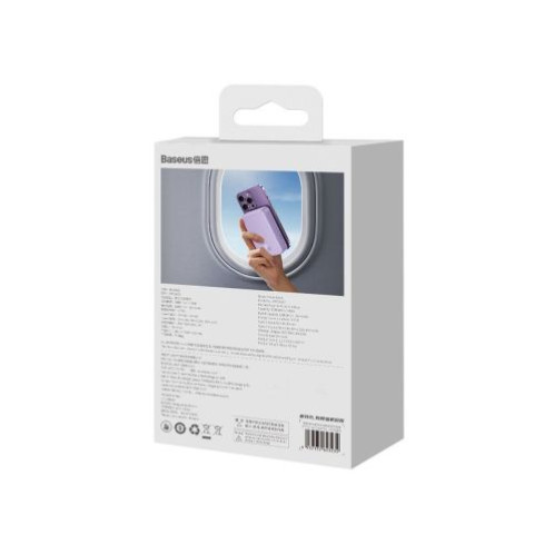 Baseus Power Bank Magnetic Mini (MagSafe Compatible), 20W, 10000 mAh, with Type-C Cable, 0.30m, Purple EU (PPCX150005) DA3591425-32