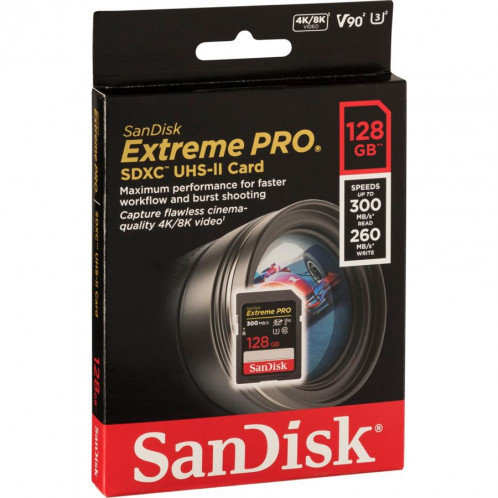 SanDisk ExtremePRO SDXC V90 128G 300MB UHS-II SDSDXDK-128G-GN4IN 722227-31