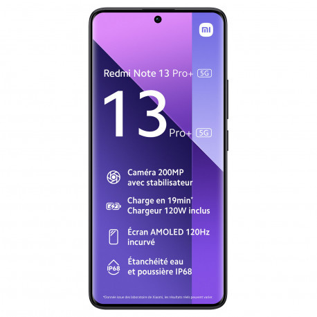 Xiaomi Redmi Note 13 Pro + 5G (Double Sim 6.67", 256 Go, 8 Go RAM) Noir XRN13PP-8/256_BLK-31