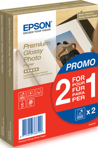 2x 40 Epson Premium brillant photo papier 10x15 cm, 255 g 294686-32