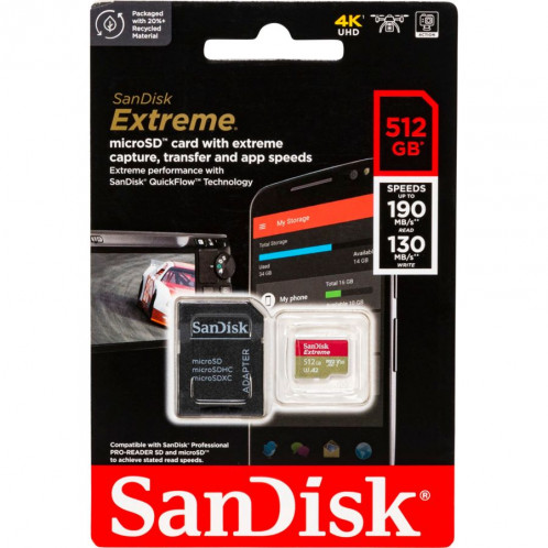 SanDisk microSDXC 512GB Extreme A2 C10 V30 UHS-I U3 732825-31