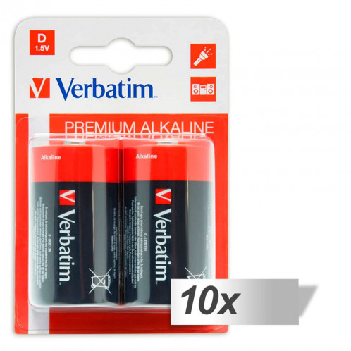 10x2 Verbatim Alkaline Batterie Mono D LR 20 49923 497709-32