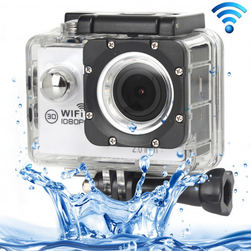 H16 1080P Caméra sport portable sans fil WiFi, écran 2,0 pouces, Generalplus 4248, 170 A + degrés Grand angle, carte TF de soutien (blanc) SH243W8-38