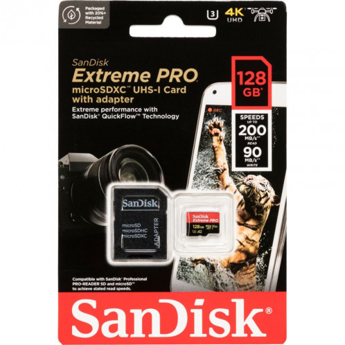SanDisk microSDXC 128GB Extreme Pro A2 C10 V30 UHS-I U3 732951-31