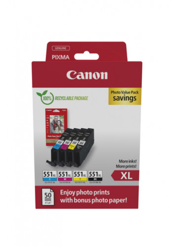 Canon CLI-551XL BK/C/M/Y Photo Value Pack 829712-33